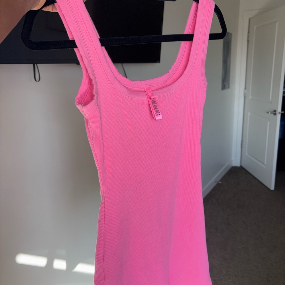 SKIMS Stretch Cotton Rib Romper - Sugar Pink